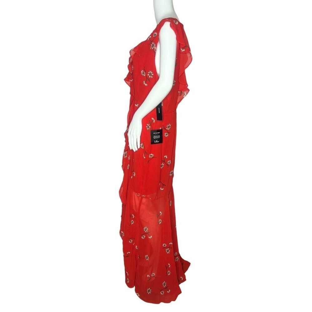 Lulus Women’s Fondest Desires Maxi Dress Red Floral Print Ruffled Size XL - Picture 3 of 10